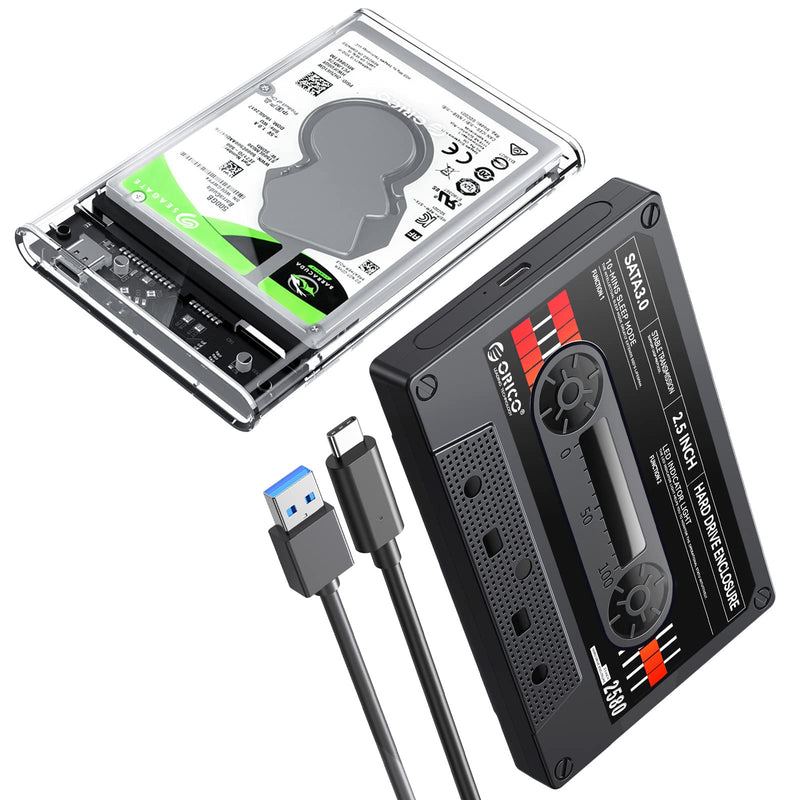 ORICO USB C 2.5'' DIY Sticker Hard Drive Enclosure Combination with Transparent 10Gbps Hard Drive Enclosure Support UASP Compatible WD Seagate Toshiba Samsung Hitachi PS5