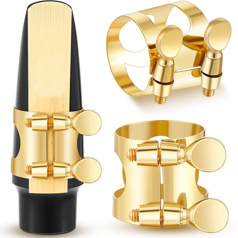 2 Pcs Alto Sax Ligature Alto Saxophone Ligature Gold Alto Saxophone Mouthpiece Ligature with Adjustable Screws Saxophone Ligature Fastener for Sax Mouthpiece Instrument