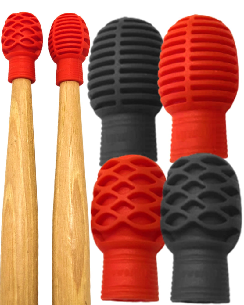 [AUSTRALIA] - Drumstick Dampeners for Silencing Drumming Practice - Replace Your Drum Practice Pad - Silicone Drumstick Tips Mute Clacking Sound from Sticks on Solid Surfaces - 4 Pack 