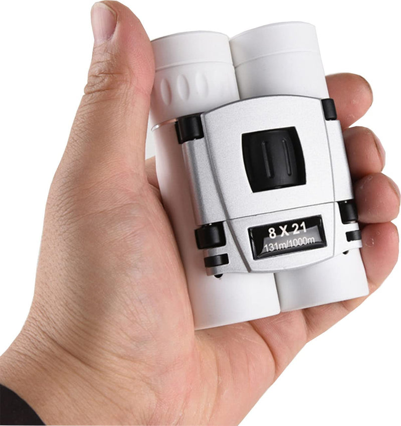 [AUSTRALIA] - 8x21 Compact Binoculars for Adults Teens, Mini Small Full Optical Binoculars for Bird Watching Opera Hiking Hunting Travel Concert (White) White 