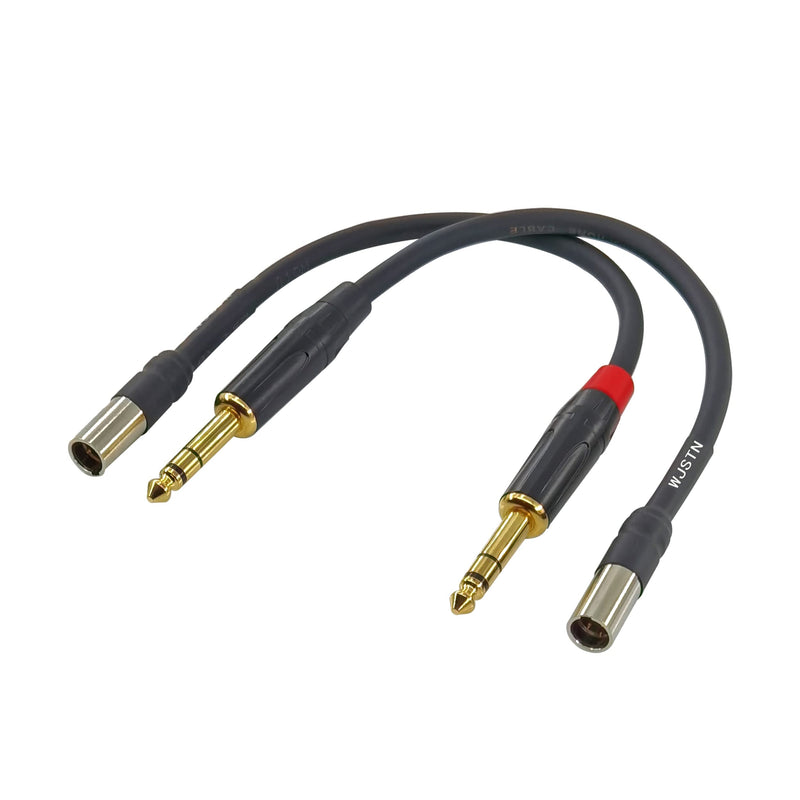 WJSTN Mini XLR Cable, 1/4" TRS Plug to 3-pin Mini XLR Male Headphones Audio Cable 6.35mm TRS to Mini 3-pin XLR Adapter 8in 2-Pack