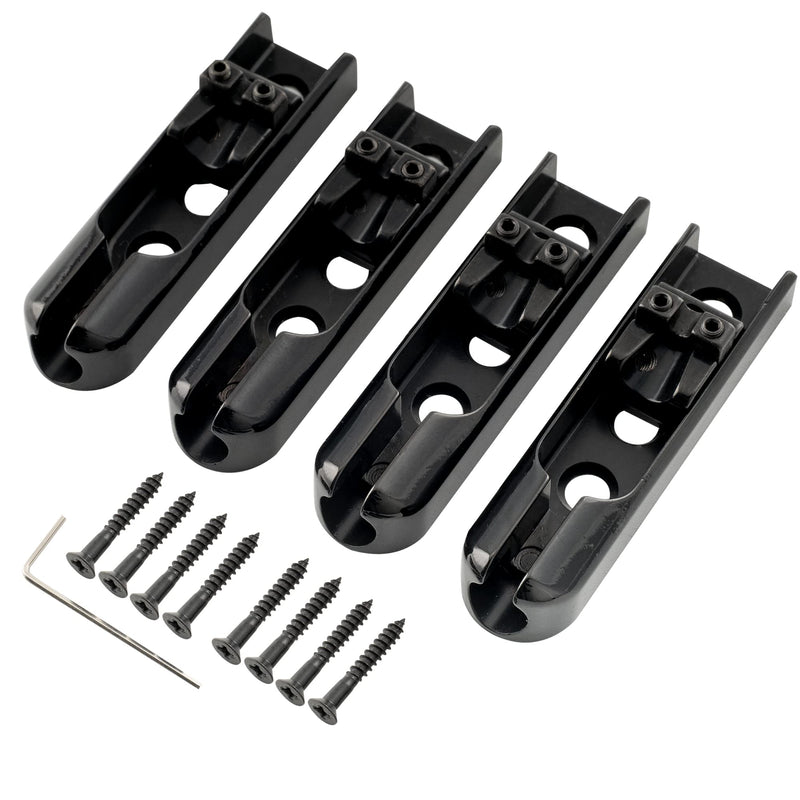 Musiclily Pro Individual Bass Bridge Single String Lock-Down Bass Bridge for 4-String Electric Bass, Black (Set of 4)