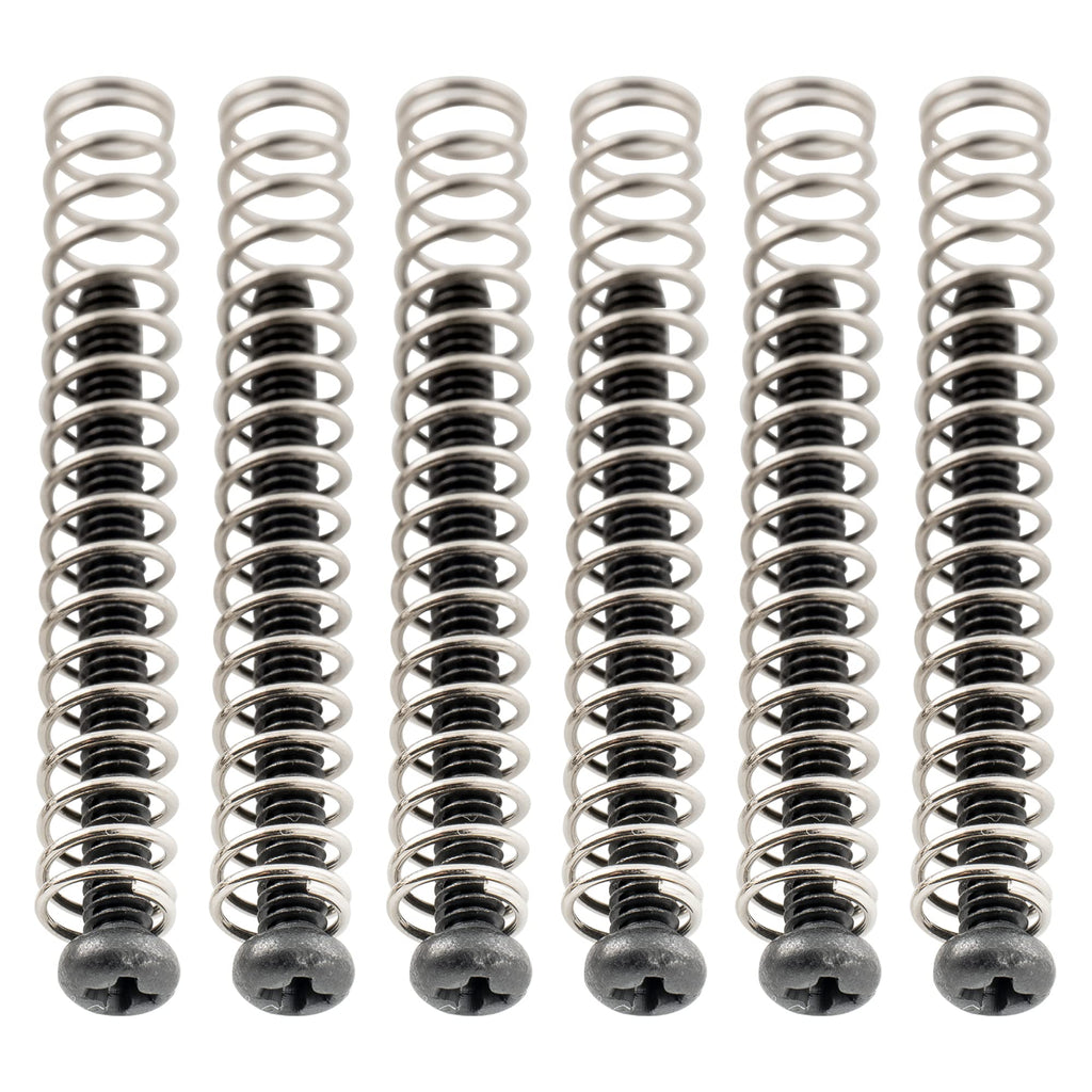 Musiclily Ultra UNC#3-48X1.1 Inch Stainless Steel Humbucker Pickup Mounting Screws and Springs Set for American Made Electric Guitar, Black (Set of 6)