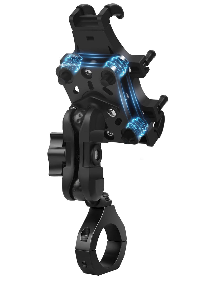 ZIDIYORUO Anti-Shake UTV Phone Mount Holder with Vibration Dampener | Heavy Duty Aluminum SXS Cell Phone Holder Fit for 1.75"-2" Roll Cage, Adjustable & Full Protection, Holds 4.7"-7.1" Phones