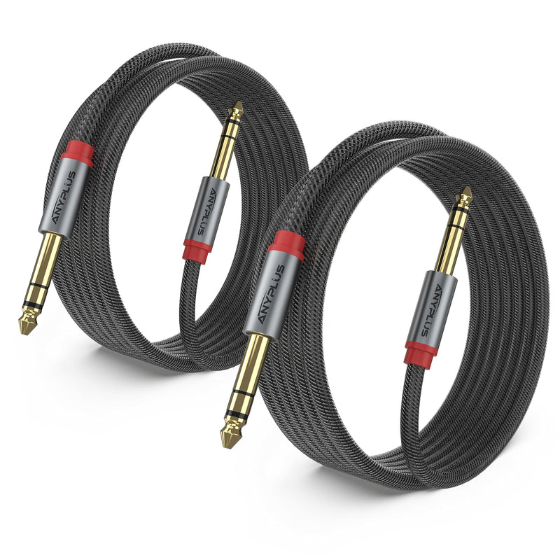 Instrument Cable,【6.6ft/ 2m-2pack】 6.35mm Male to Male 1/4 inch to 1/4 inch Audio Cable, Fish Wire Braided TRS Cable, for Guitar Cable, Bass, Keyboard, Mixer, Amplifier, Equalizer, Speaker. 6.6Ft/2M-2Pack