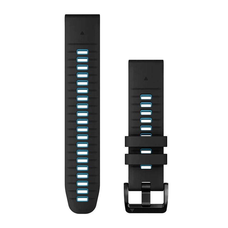 Garmin QuickFit 22 mm Watch Band - Black/Cirrus Blue Silicone Band