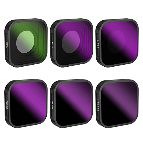 ND Filter Set for GoPro Hero 13/12/11/10/9 Accessories 6-Pack-ND1000/ND64/ND32/ND16/ND8/CPL- Gopro Lens Kit- Neutral Density Polarizer Filter Kit, Gopro Waterproof Travel Case Aluminum