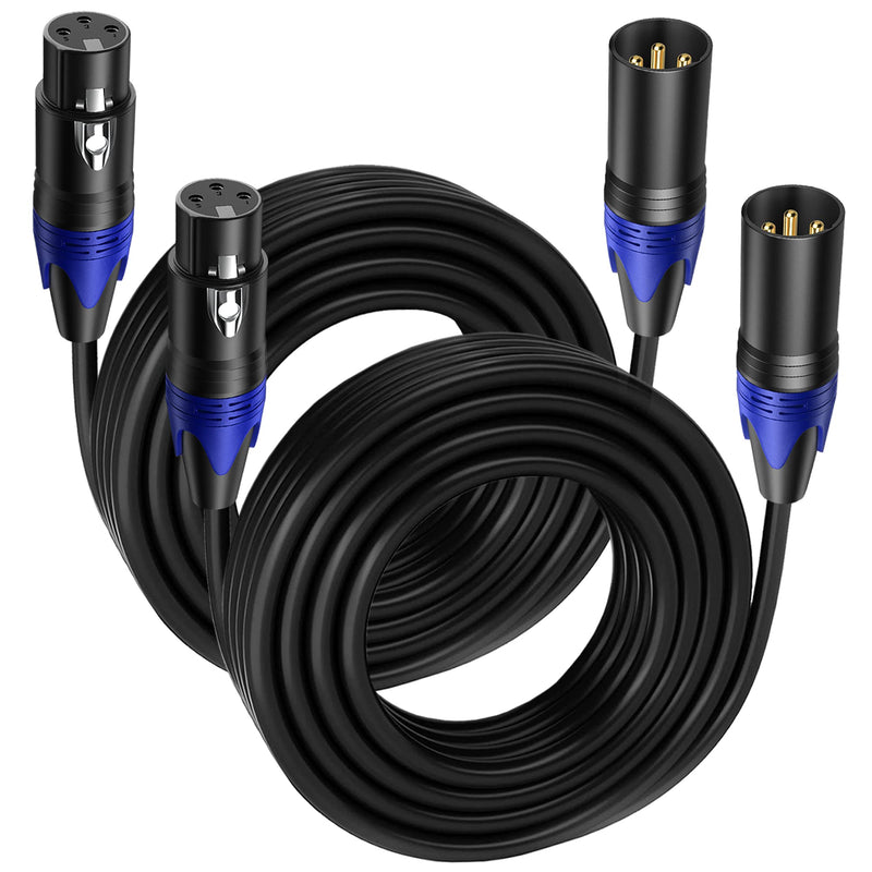 2 Pack, 25 FT XLR Male to Female Cable Professional Balanced Microphone Lead XLR Male to Female Cables, Extension Mic Cable Cord Black 2 Pack