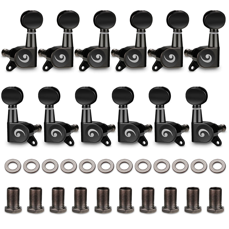 [AUSTRALIA] - Vangoa 6L6R 12 Pieces Guitar String Tuning Pegs Tuner Machine Heads Knobs Tuning Keys for 12 String Acoustic or Electric Guitar, Nickel, DARK BRONZE 