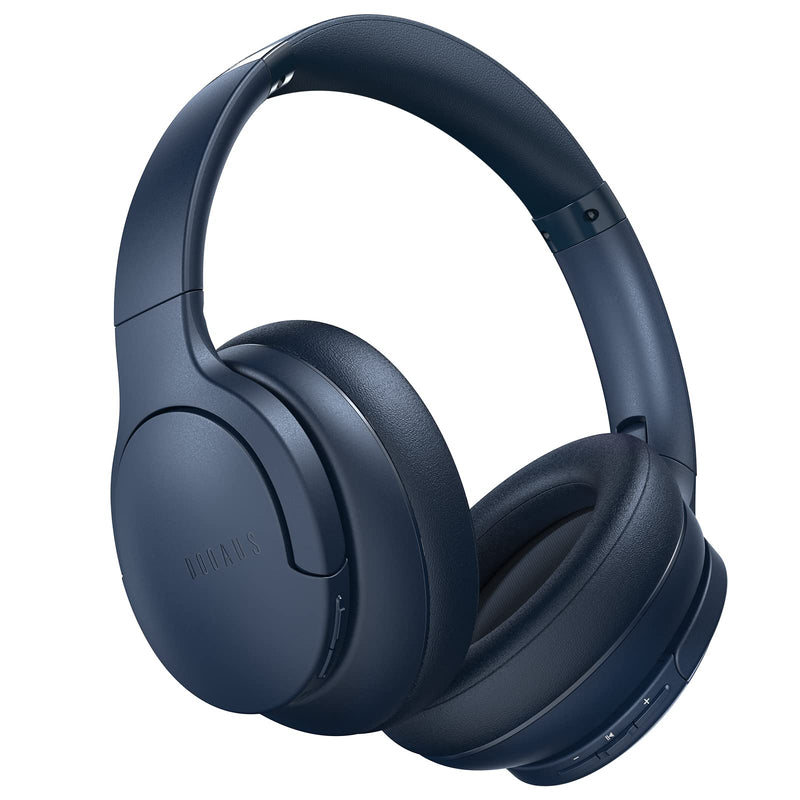 DOQAUS 𝐔𝐩𝐠𝐫𝐚𝐝𝐞𝐝 Bluetooth Headphones Over Ear, 90 Hours Playtime Wireless Headphones with 3 EQ Modes, HiFi Stereo Headphones with Microphone, Soft Protein Earpads for Cellphone/PC (Navy Blue) Navy Blue