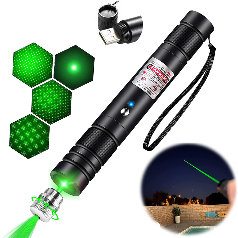 [AUSTRALIA] - Green Laser Pointer, Long-Range high-Power Laser Pointer, Adjustable Mode, 2000 Meters Handheld Laser Pointer, Suitable for Camping, Hiking, Emergency, USB Charging 
