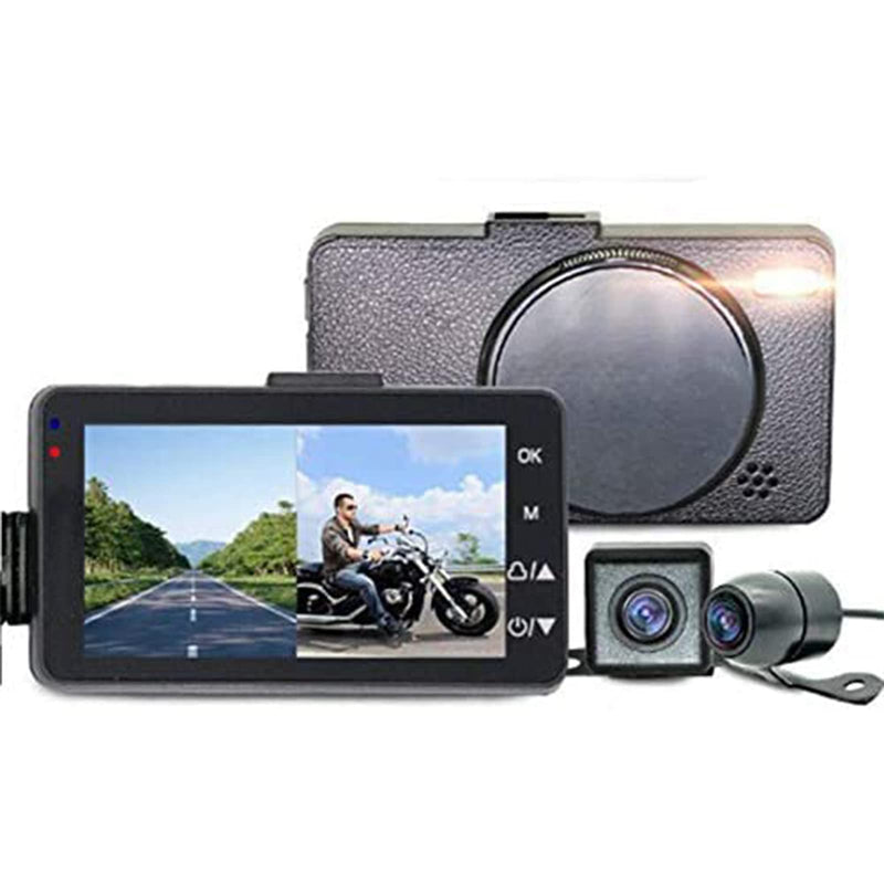 Motorcycle Driving Recorder Waterproof Dual Lens Video HD 1080p Dash Cam Front and Rear Motorbike Camera