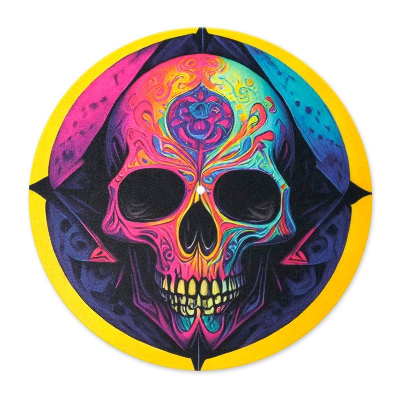 Turntable Platter Mat, 12 Inches Record Mat Felt Skull Pattern Anti-Static Slip Mat for Vinyl LP DJ Turntable Record Player, Reduces Vibrations & Improved Sound Clarity,Style A Style A