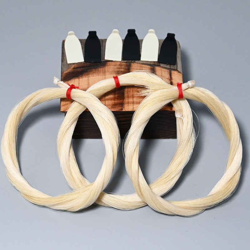 Natural Mongolian Horse Hair for Violin, Viola Bows Unbleached White 29'' Fiddle Bow Hair Replacement kit