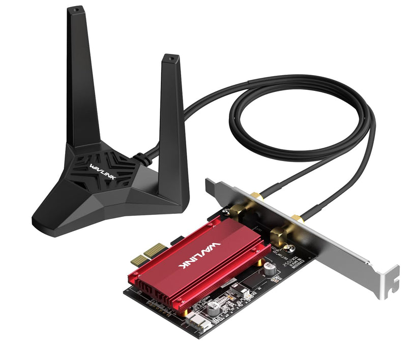 WAVLINK WiFi 6E AX5400M PCIe WiFi Crad, Tri-Band Intel AX210 Wireless Adapter with Bluetooth 5.3, MU-MIMO, WPA3, OFDMA, Low-Profile Bracket, Heat Sink for Windows 10/11 PC