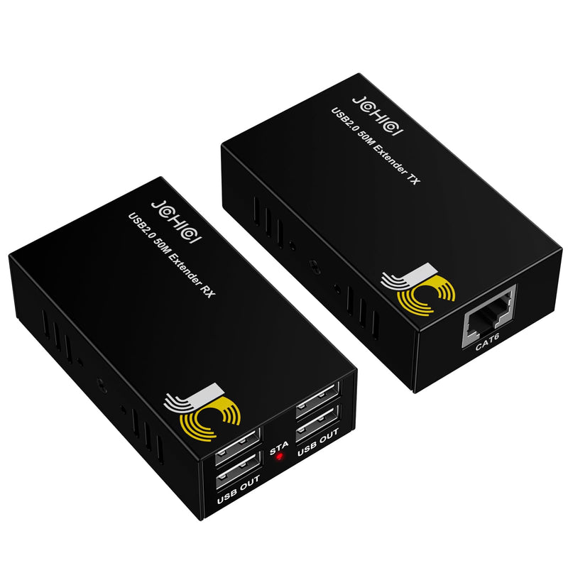 USB Extender Over Cat6/7 165ft – for Keyboard/Mouse | 4 USB 2.0 ports. Plug & play, no driver needed. POC for remote device. Extend keyboard/mouse over Ethernet.
