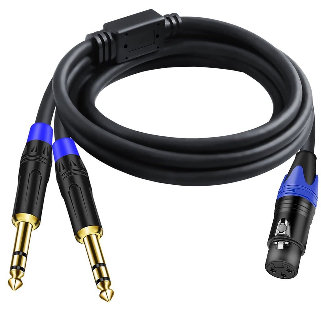 Dual 6.35mm 1/4 Inch to XLR Microphone Cable, Dual Mono 6.35mm Male to XLR Female Audio Y Splitter Patch Cord, Female 3-Pin XLR to Dual 1/4'' (6.35mm) TS Male Converter Adapter Cable-( 1PACK/6.6 FT )