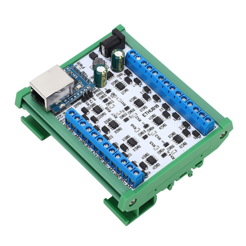 RJ45 to 8 RS485 Hub Converter, DC7‑30V Easy Wiring RJ45 to 8 RS485 Hub Module Compact Stable Performance for Industry (Hub Module with Housing) Hub Module with Housing