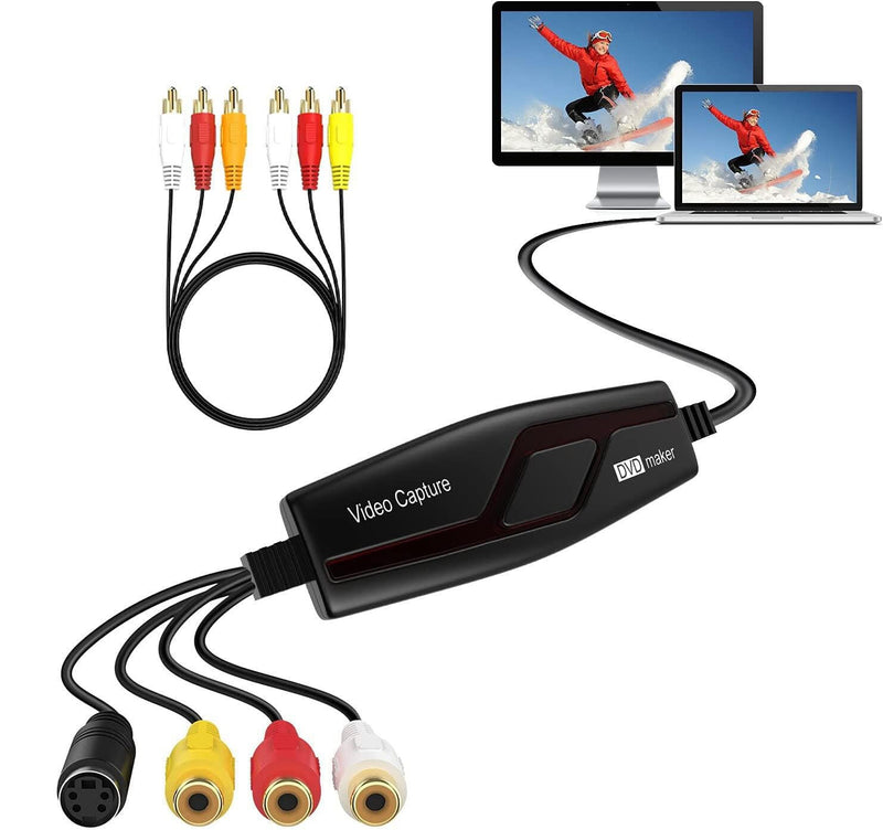 VHS to Digital Converter,Video Capture Card Device,VHS VCR Hi8 Mini DV to Mac Digital Converter,RCA to USB Video Converter for PC TV Tape Player Camcorder,MAC Windows Vista Compatible