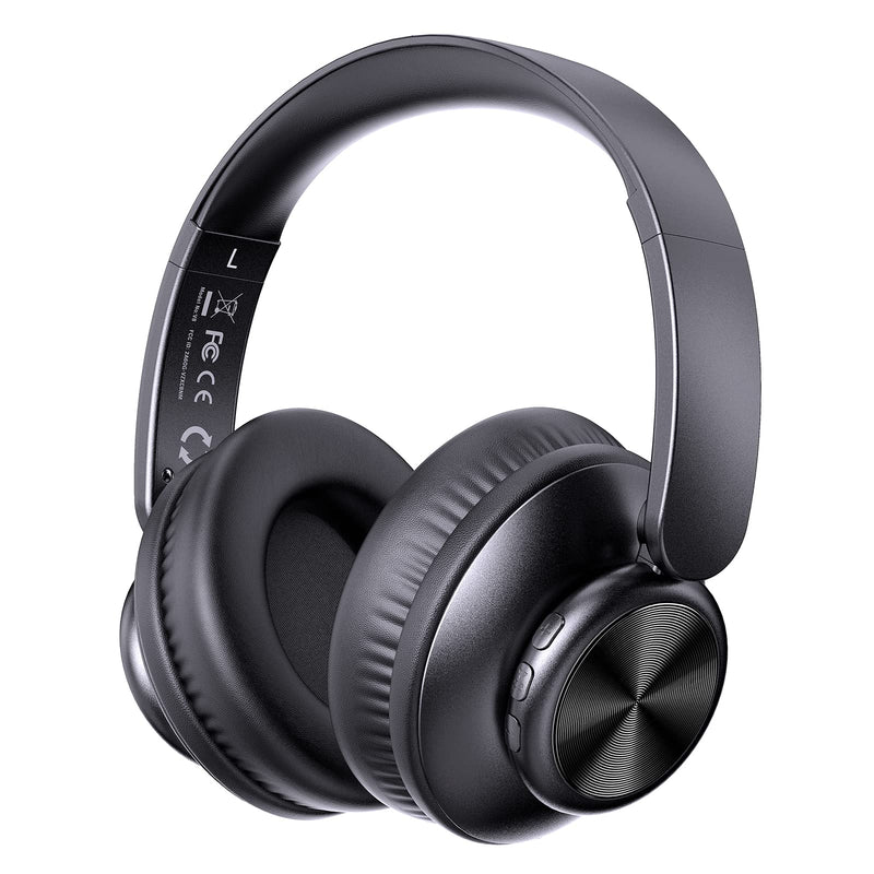 V8 Bluetooth Headphones, 80 Hours Playtime Wireless Headphones with Deep Bass,Lightweight Foldable Headphones Built-in Mic,HiFi Stereo Sound for Travel Work Laptop PC Cellphone 2EQ Black