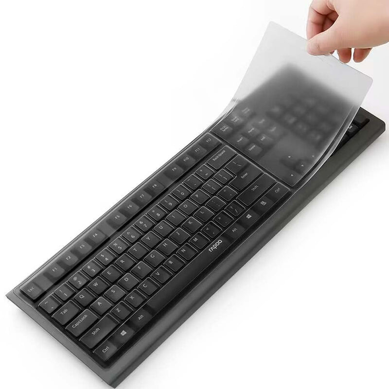 Universal Clear Desktop Computer Keyboard Protection Skin Protector Cover for PC 104/107 Keys Standard Keyboard,Ultra Thin Desktop PC Silicone Waterproof Dustproof Keyboard Cover (Type A) Type A