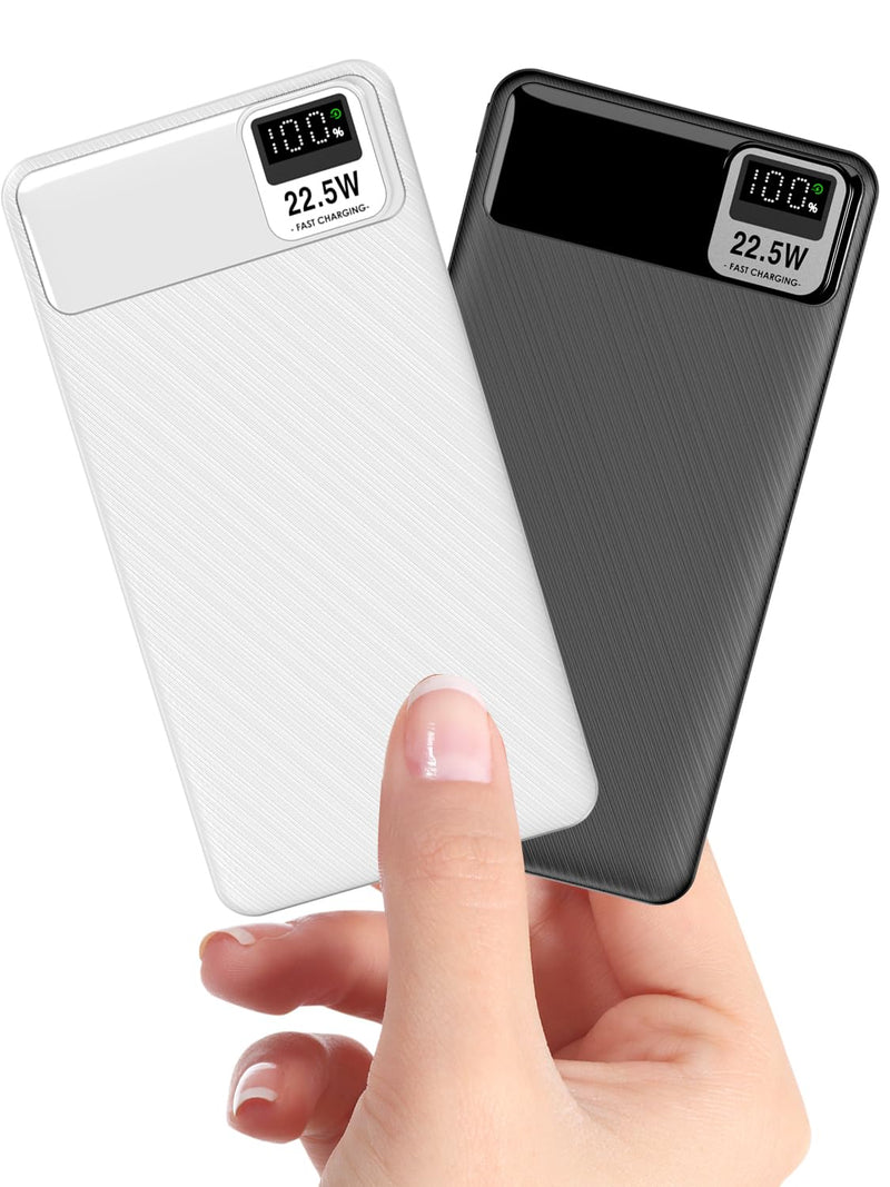 bodbod Portable-Charger-Power-Bank - 2 Pack 10000mAh Super Fast Charging Power Bank with USB C Portable Charger Battery for iPhone Apple Samsung Android Mobile Phone Travel Essentials 2 Pack Black&White