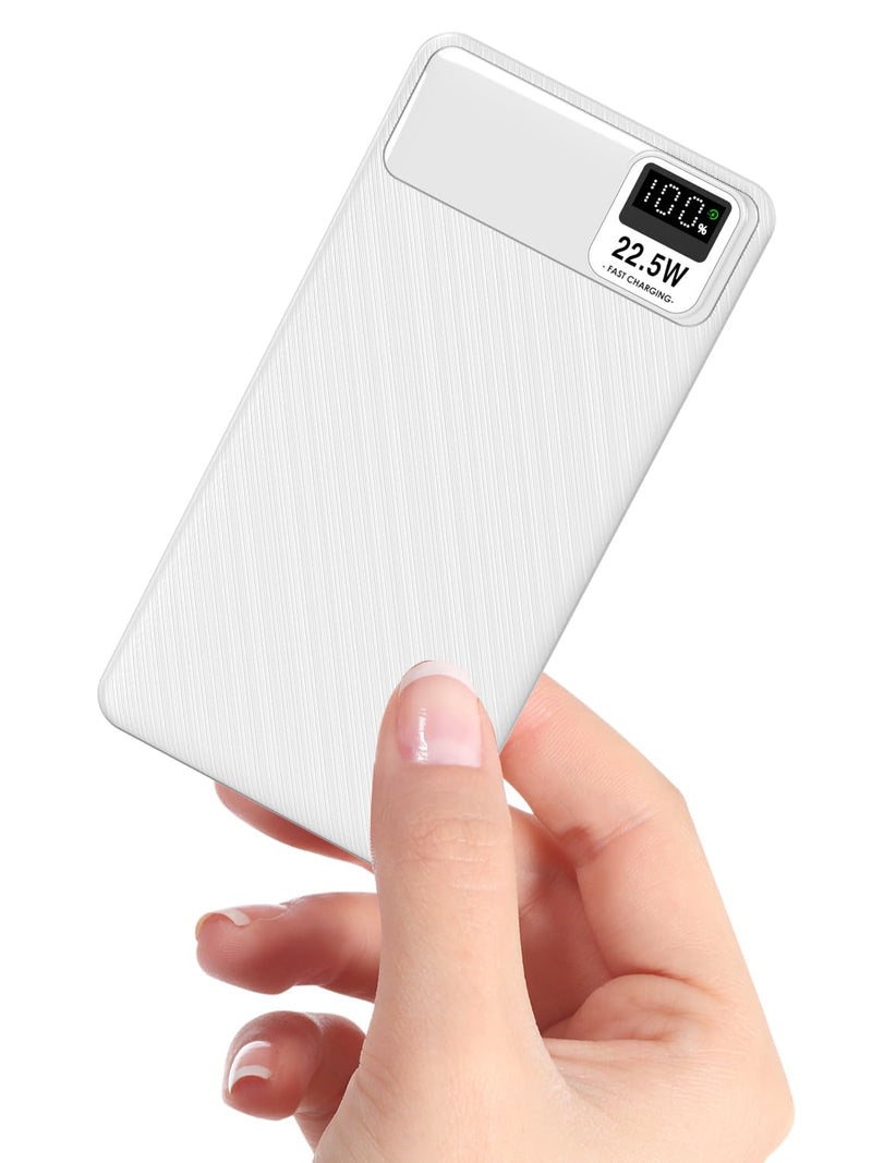 bodbod Portable Charger,Super Fast Charging Power Bank 10000mAh USB-C Battery Pack for iPhone Apple Cell Phone Android Mobile Powerbank Backpack for Charge Travel Must Have(White) White