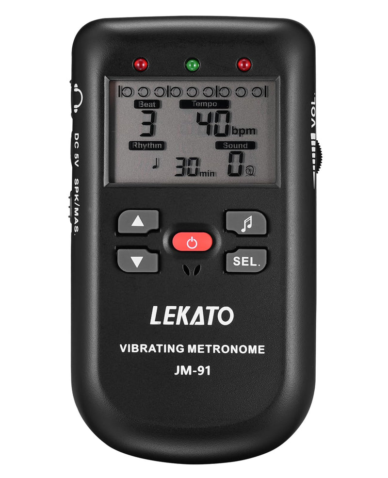 Vibrating Metronome for Piano Guitar Drum Ukulele Practice, Electronic Digital Metronome with Timer, Counts by Male/Female Vocal, by LEKATO Size a