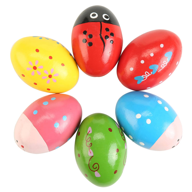 6Pcs Wooden Egg Shakers Hand Musical Maracas Percussion Instruments Multicolour 6 Pcs