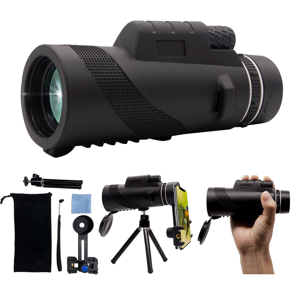 80x100 Monocular Telescope, Night Vision Monoculars for Adults, High Powered Monocular with Smartphone Adapter, Monocular Telescope for Hunting Wildlife Bird Watching Travel Camping Hiking