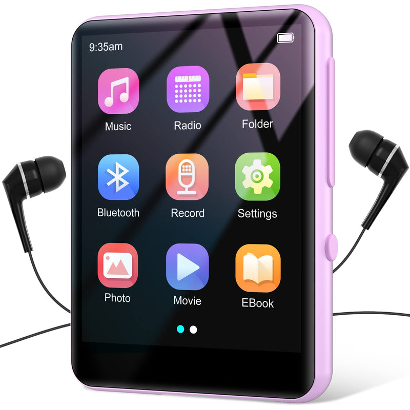 64GB MP3 Player with Bluetooth 5.0, Portable Digital Lossless Music Player with Built-in Speaker, 2.4 in Full Touch Screen, FM Radio, Line-in Voice Recorder, Earphones Included, Support up to 128GB Pink/64GB