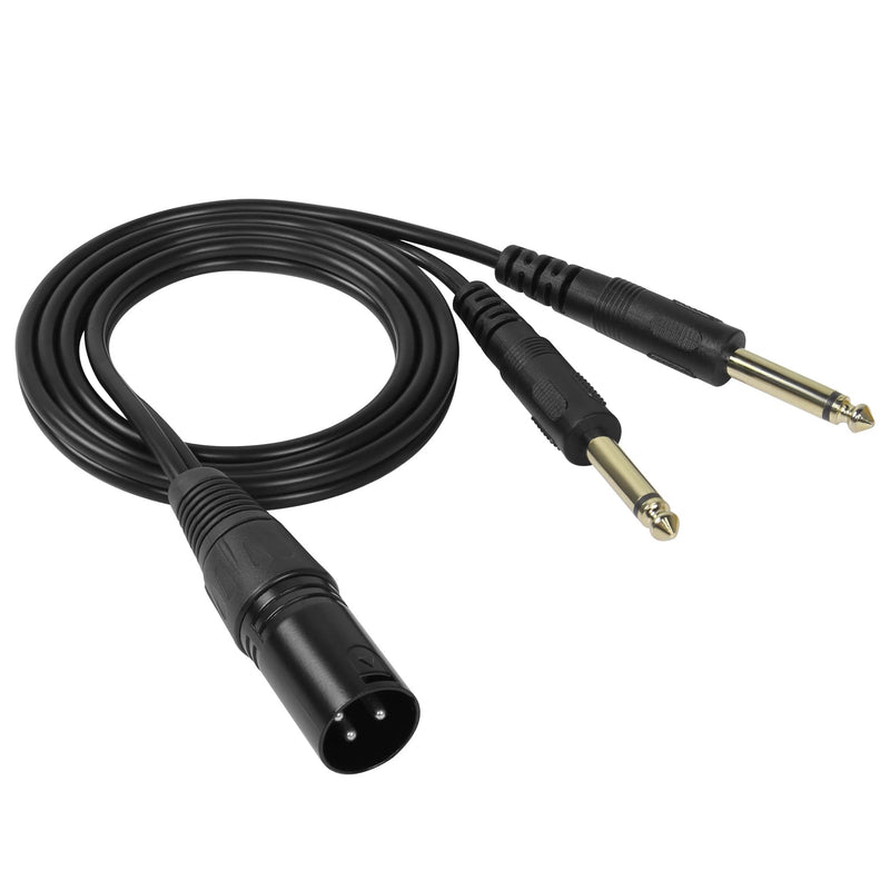 GELRHONR 3 Pin XLR Male to Dual 1/4 TS Mono Y Splitter Cable,Dual 6.35mm 1/4" to XLR Male Microphone Cable for Instruments, Mixer,Amps, Guitar,Bass,Speakers,Audio Recording,PC-3.2Ft