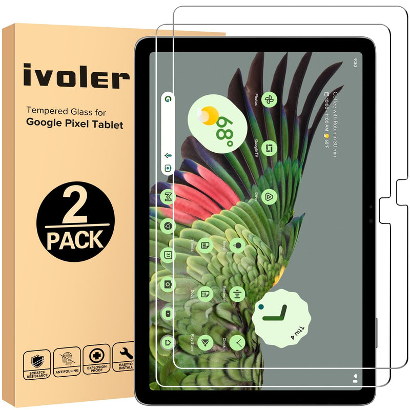 ivoler Screen Protector [2 Pack] for Google Pixel Tablet 10.95" 2023, Tempered Glass Ultra-thin HD Clear 9H Anti-Fingerprint Anti-Scratch Cover Protector Film for Google Pixel Tablet 2023 10.95inch