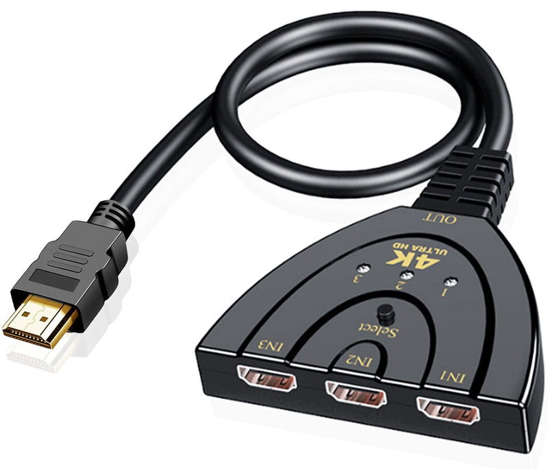 HDMI Splitter 3 in 1 Out, Ukiism 3-Port HDMI Switcher Selector with 3.9FT HDMI Cable,Supports 4K 30Hz 3D 1080P HDCP2.2 for PS5 PS4 Xbox DVD Player Fire Stick Apple TV PC