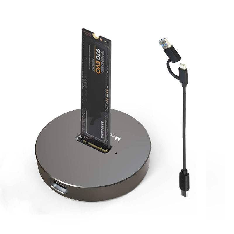 M.2 NVMe & SATA to USB C Docking Station, SSD Reader Adapter for 2280 2260 2242 2230 Enclosure, Fits Both M.2 (M Key, B+M Key) NVMe and SATA NGFF SSDs Aluminum Alloy Silver