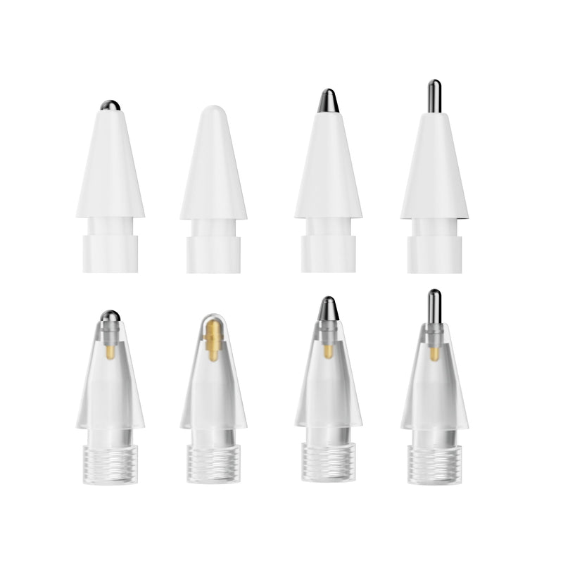 nimin Replacement Tips for Apple Pencil 2nd Gen & 1st Gen- [8 Pack] Apple Pencil Spare No Wear Out Fine Point Precise Control Apple Pen Tip, Plastic Tips + Metal Tips