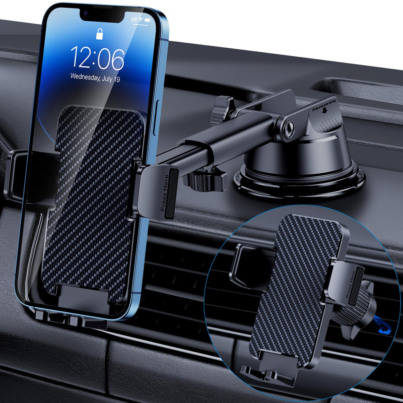 [AUSTRALIA] - Phone Holder Car [Military Grade Suction Ultra Strong Base] Cell Phone Car Holder 3 in 1 Phone Mount for Car Dashboard Windshield Air Vent Hands-Free Car Phone Holders for iPhone Android Phones Black 