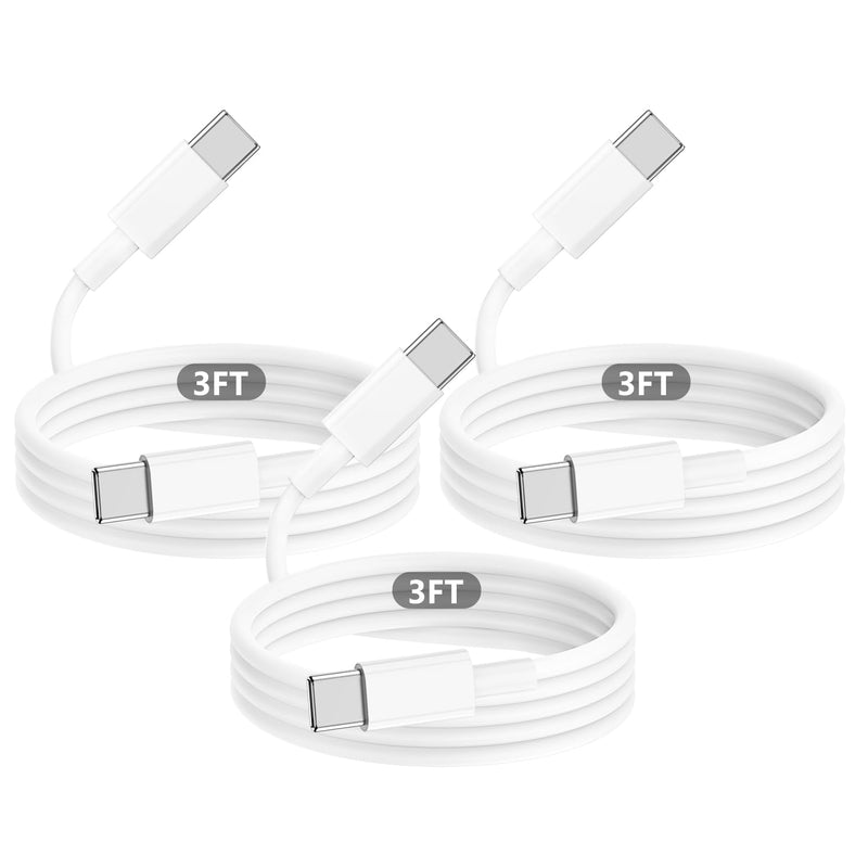 USB C Cable 3Pack 3Ft USB C to USB C Cable Fast Charging 3Foot 60W Rapid Type C to C Fast Charger Cable Cord Replacement for iPad, MacBook, Android Samsung Phones,Tablets, Laptop 3Pack 3Feet