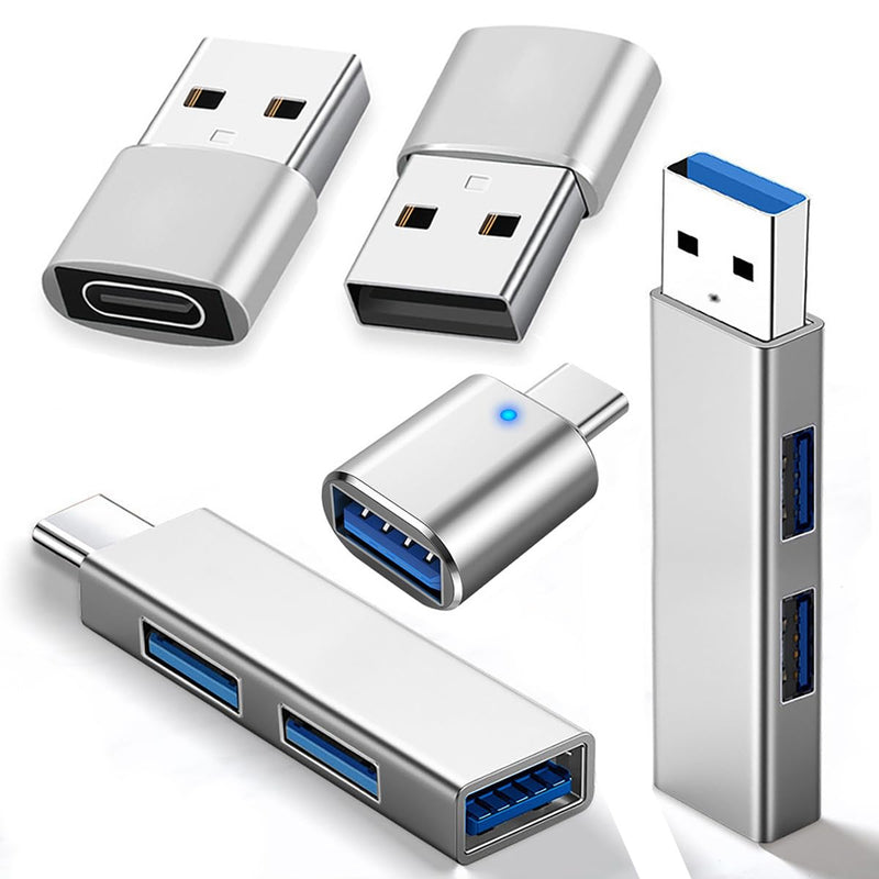 [AUSTRALIA] - 5Pcs USB C to USB Adapter, USB A to USB-C Adapter USB 3.0 Hub Type C to USB Adapter USB Hub Splitter Extension OTG Adapter, USB C Female to USB Male Adapter Fast Charging for iPhone Samsung PC MacBook 