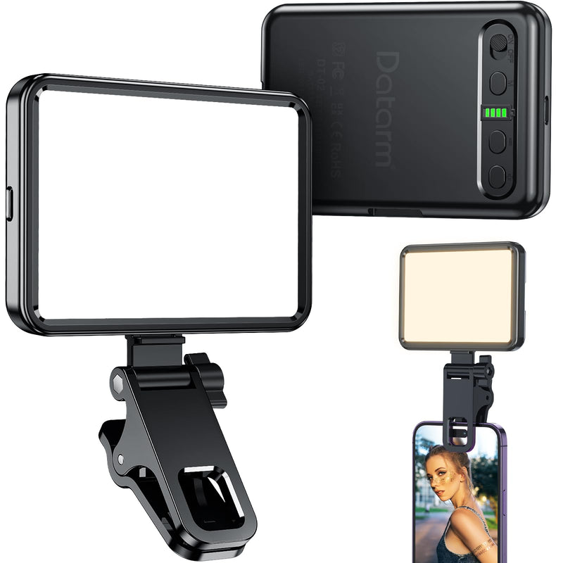 Rechargeable Soft Selfie Light for Phone, Camera, Laptop, 3000mAh Portable LED Light for Pictures, Phone Light Clip for Selfie, Vlog, TikTok, Makeup, Video Conference Black