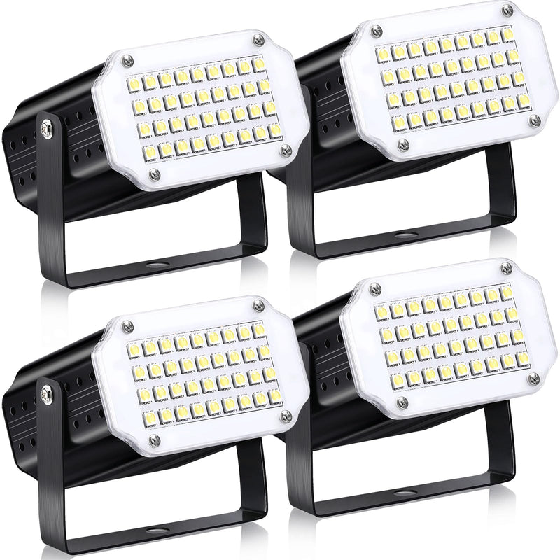 4 Pcs Halloween Strobe Light for Parties LED Strobe Light Sound Activated and Flash Speed Control with 36 RGB LED Flashing Lights DJ Lighting for Party Show Club Disco Karaoke(Black)
