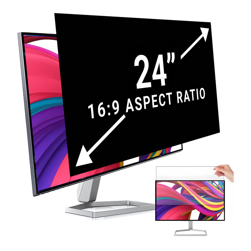 [2 -Pack 24 Inch Computer Privacy Screen for 16:9 Widescreen Monitor Shield Removable Eye Protection Anti-Glare Blue Light Anti Scratch Filter Comput 2 Pack 24 inch