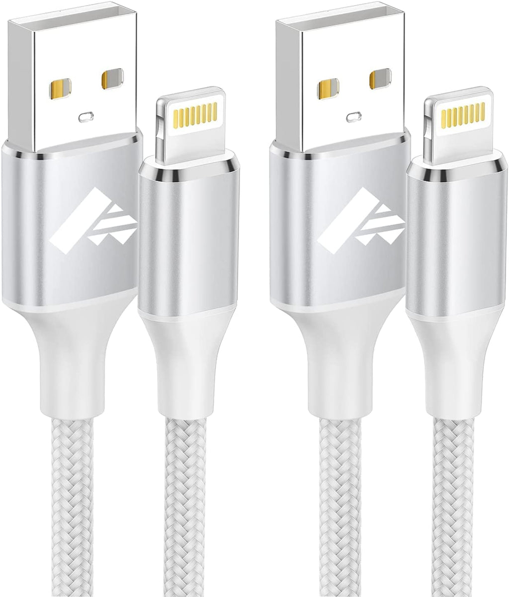 Aioneus iPhone Charger, iPhone Charging Cable 3ft 2Pack MFi Certified Lightning Cable Nylon Braided iPhone Cord Fast Charging for iPhone 14 13 12 11 Pro Max XR XS X 8 7Plus 6 6s SE iPad - White
