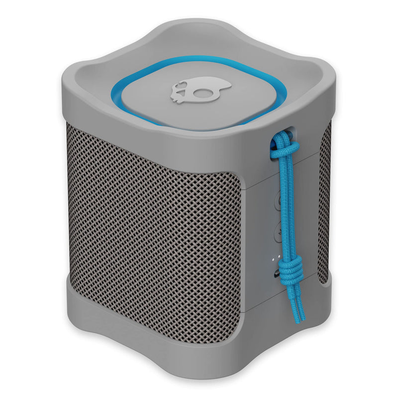 Skullcandy Terrain Mini Wireless Bluetooth Speaker - IPX7 Waterproof Portable Speaker with Dual Custom Passive Radiators, 14 Hour Battery, Nylon Wrist Wrap, & True Wireless Stereo (Light Grey) Light Grey