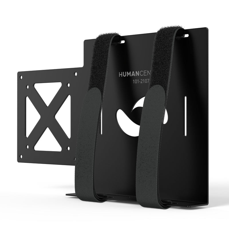 HumanCentric Universal Small Device Mount for VESA Arms, Adjustable Strap | for Small Computers & Electronics, Mounts on Back of Computer Monitor Using VESA Arm