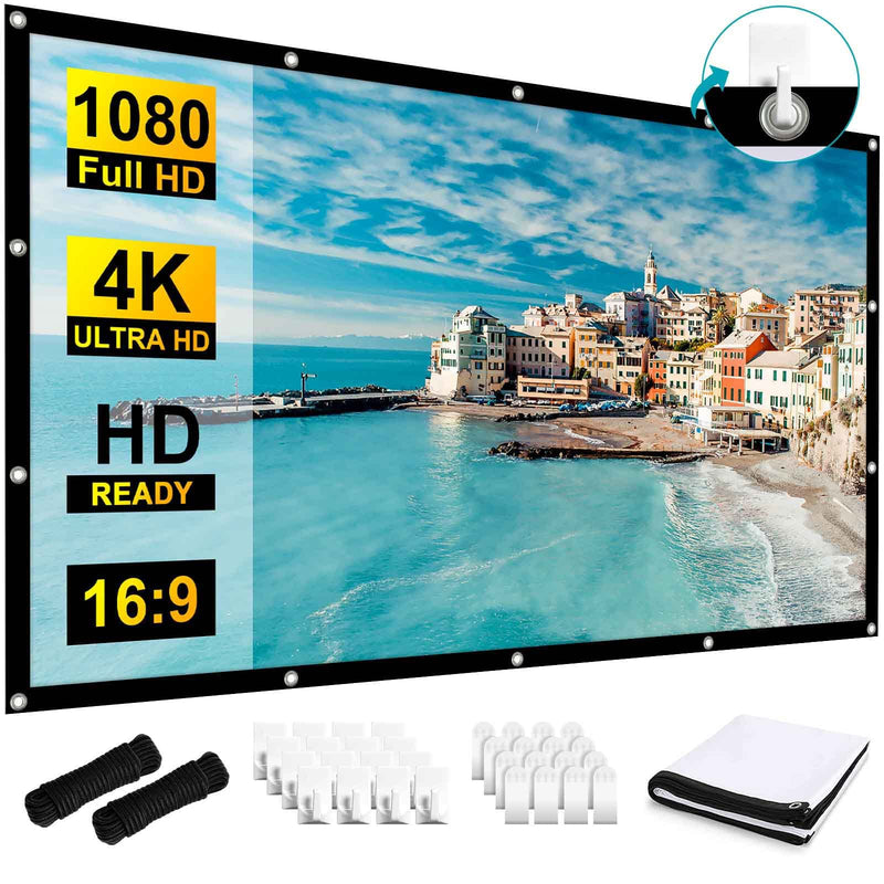 Frocopo 100 inch Projection Screens, Double Sided Washable Outdoor Projection Screen, 16:9 Foldable Anti-Crease Portable Projector Movies Screens for Camping Party, Home Theater, Office
