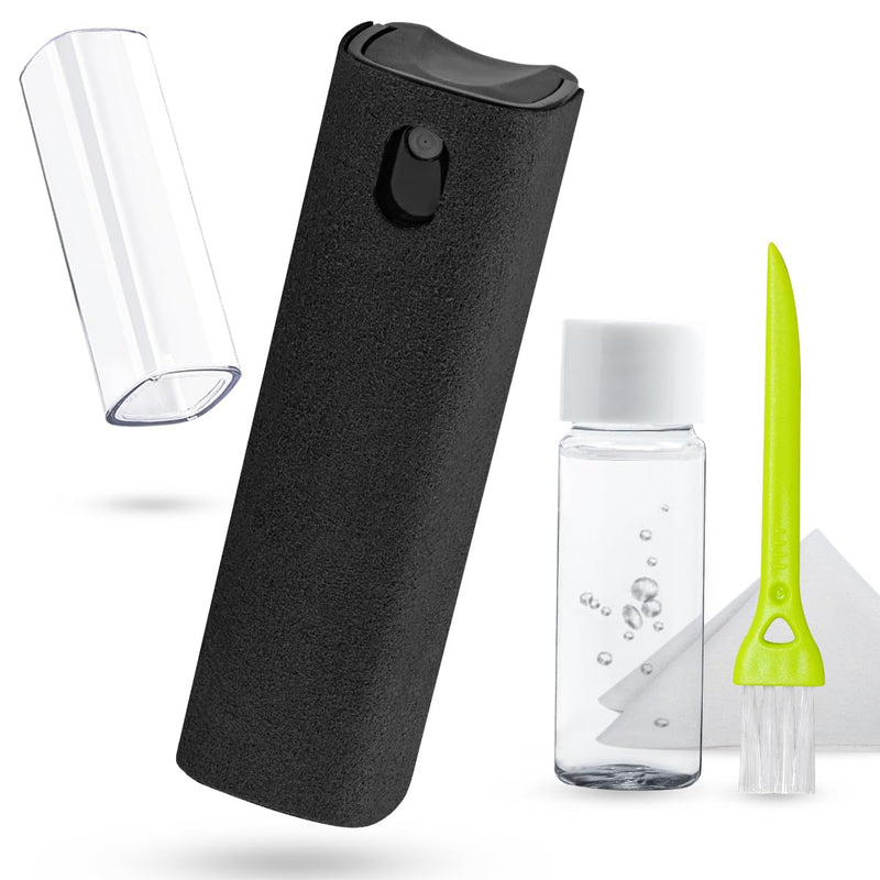 Screen Cleaner Touchscreen Mist Spray, walrfid Cleaning Kit for Electronic Smart Phone TV, Laptop, Tablet, PC, Computer LCD Flat Screens, Eyeglasses, Compatible with iPhone iPad MacBook Pro - Black Safety Black