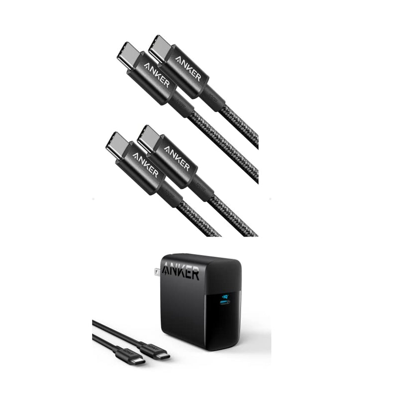 Anker 313 USB-C to USB-C Cable Two Pack (3ft Nylon) 317 Charger (100W)