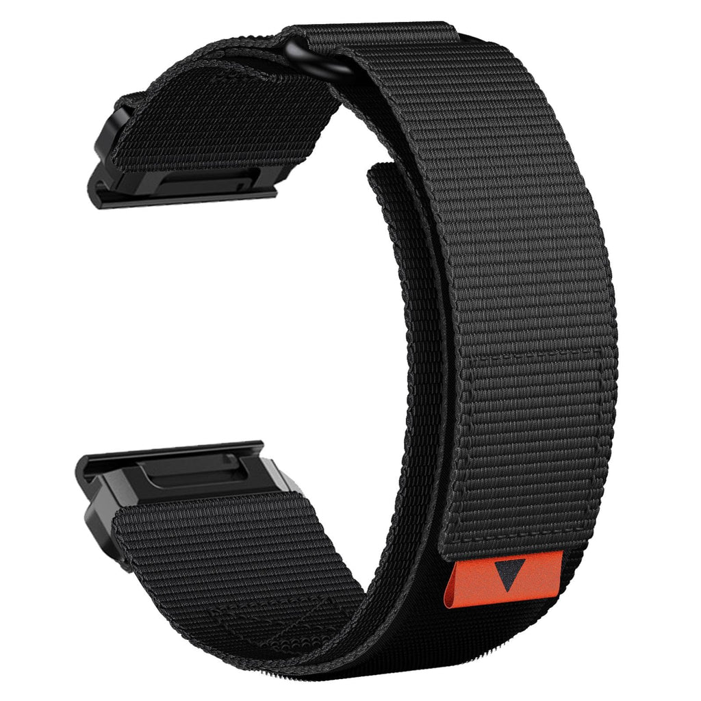 Abanen Rugged Nylon Quick Fit 22mm Watch Bands for Garmin Fenix 7 / Fenix 6 / Fenix 5 / EPIX Pro 47mm, Adjustable Weave Ballistic Nylon Webbing Wrist Band for Forerunner 955/965, MARQ Black