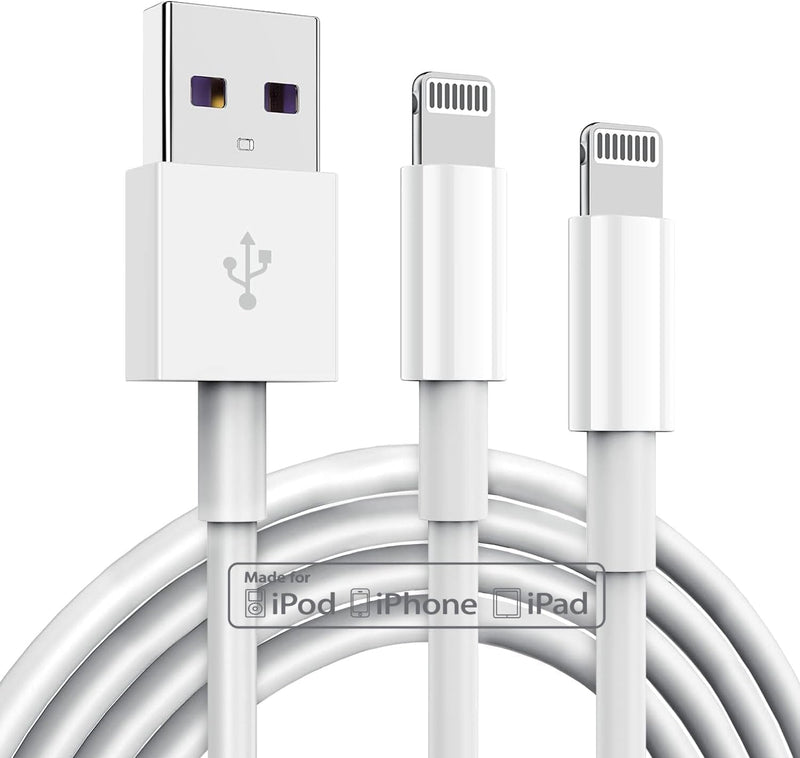 2 Pack Apple MFi Certified iPhone Charger Cable 3Ft, Apple Lightning to USB Cable Cord 3 Foot, 2.4A Fast Charging,Apple Phone Long Chargers for iPhone 13/12/11/11Pro/11Max/ X/XS/XR/XS Max/8/7/6 White 3Ft-2Pack